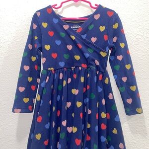 Mini Boden Blue and Pink Pleated Wrap Dress